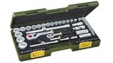 Proxxon 23286 Steckschlüsselsatz Komplettsatz mit 6,3mm (1/4') und 12,5mm (1/2') Umschaltratsche 65teiliges Werkzeug-Set mit Kunststoffkoffer