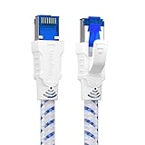 Lan Kabel 3m, Cat 8 Netzwerkkabel 3meter, Ethernet Kabel Gigabit Patch Kabel 40Gbps 2000MHz S/FTP Hochgeschwindigkeit mit Rj45 Stecker für Ps54, Xbox, Switch, Laptop, Router, Schneller als Cat 6/Cat 7