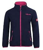 Trollkids Mädchen Oppdal XT Fleece Jacke, Marineblau/Magenta, Größe 128