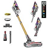Kissof Akku Staubsauger, 45000Pa/550W/70 Mins Staubsauger Kabellos Mit Selbststehende Funktion, Anti-Tangle-Bodenbürste, Duftkarte, Hocheffizientes Hepa-Filtersystem für Hartböden Teppiche Tierhaare