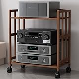 Stilvoller AV-Media-Ständer aus Holz mit 2/3 Ebenen, vielseitiges Entertainment-Center-Rack für Fernseher, DVDs, Spielkonsolen, Kabelboxen, Router, Eckaufbewahrung und Stereo/CD-Regal