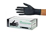 SF Nitrilhandschuhe L Schwarz – 100 Stück Einweghandschuhe, Einmalhandschuhe, Puderfrei, Latexfrei, Gummihandschuhe Einweg zum Kochen, Putzen, für Medizin, Küche, Garten, Werkstatt, Tattoo, Haushalt