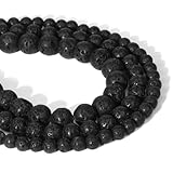 15,5' Großhandel Dzi Agat Perlen rund gebohrt natürliche tibetische Achate 6mm 8mm 10mm lose Perlen für DIY Herstellung von Schmuck Zubehör-11 Lavastein-10 mm-ca. 35 Perlen