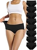 TIICHOO Unterhosen Damen Baumwolle Weich Bequeme Hipster Slips Damen Unterwäsche 8er Pack(XXL, 8 Schwarz)