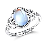 MILACOLATO Ring Silber 925 Damen Mondstein Ring Verstellbar Mondstein Ringe Silber Vintage Ringe Frauen Keltisches Dreieck Zirkonia Ring Oval Rund Herz Edelstein Ring Schmuck Für Sie Mit Geschenkbox