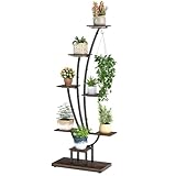 RELAX4LIFE Pflanzenständer mit Wachstumslichtern, 8-stufiger Innenregal mit Metallrahmen, Industrie-Stil Ausstellungsregal zur Dekoration, Büro, Zuhause, Ecke, 67 x 30 x 146 cm