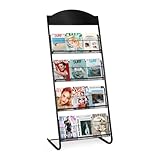 SUNDOY Extra groß Zeitschriftenständer, bodenstehender Literaturständer mit 4 Taschen Prospektständer Für Büros und Messen (38Tx63Bx157H-cm-ohne Räder)