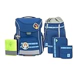 LÄSSIG 7-teiliges Schulranzen Set Kinder/School Set Slim Unique Dark Blue