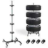 Felgenbaum XL fahrbar für Autoreifen bis 295mm – Reifenständer belastbar bis 150kg inkl. Reifen Markierer – Reifenbaum mit Rollen & Feststeller – Felgenständer für 4 Reifen/Felgen 16-24 Zoll