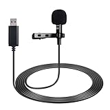 MICMXMO USB Mikrofon Omnidirektionaler Kondensator Lavalier Clip On Mic für Laptop Computer, PC, Streaming Konferenzen, Interviews, Online-Gesang, Skype, MSN,2M Cable(Plug und Play)
