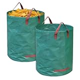 ORAGKE 2X Gartensack 272L, Laubsack Groß, Gartenabfallsack Stabil mit Festem Boden, Grünschnittsack Selbststehend, Robust, Wasserdicht, Faltbar, Säcke für Grünschnitt & Gartenabfälle (2PCS, 272 L)