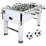 GAMES PLANET Kickertisch Leeds in 6 Farben, Tischfußball, Tischkicker, inkl. 4 Bälle + 2 Getränkehalter, ca. 60kg - Weiß