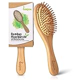 Bambus Haarbürste Holz mit Naturpins, Pins aus Bambus, Entwirrbürste, Detangler, antistatisch, Anti-Frizz, Lockenbürste, Holzbürste, Haarbürsten, Dicht