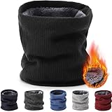 BARFULKER Winter Halsschlauch Herren Damen Ski Halswärmer Halstuch Gesichtsschal Fleece Schal Schlauchtuch Gamaschenmaske Winddichte Kreisschlaufenschals Loopschal für Männer Frauen Schwarz