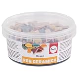 Rayher Fun Ceramica Mosaik Mix, polygonal, farbig glasierter Ton, Regenbogenfarbene Mischung zum Basteln, Dose 500g ,14863990, Regenbogen