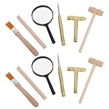 ibasenice Archäologisches Ausgrabungsset für Mini Holzhammer Meißel Pinsel und Lupe Robustes Fossilien Edelstein-entdeckerspielzeug für Lernspaß und Motorikförderung