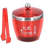 Vanorell Eiswürfelbehälter mit Deckel Eisbox Zange Rot 0,7 L Eiseimer Eiswürfeleimer Eiseimer Eiswürfel B-Ware