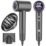 Föhn mit Diffusor, Haartrockner, 400 Millionen Plasma Ionen Fön, 110000 U/min Bürstenloser Motor Schnelles Trocknen Haarföhn, 57dB Geräuscharm Hair Dryer, Haarfön für Reise, Zuhause