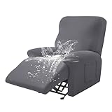 Highdi Stretchhusse für Relaxsessel Komplett Sesselschoner, Wasserdicht Stretch Relaxsessel Bezüge - Einfarbig Elastisch Sesselbezug für Fernsehsessel Liege Sessel (dunkelgrau,1 Sitzer)