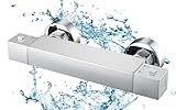 BONADE Duscharmatur mit Thermostat, Aufputz Mischbatterie Dusche mit 38°C Sicherheitstaste, Messing Duschthermostat Armatur Dusche für Badezimmer Badewanne, Chrom