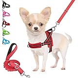 Eyein No-Pull Hundegeschirr mit Leine, Geschirr mit Weich Gepolstertes, Reflektierend, Verstellbares, Brustgeschirr für Welpen, Klein Hunde, große Hunde, Haustiere, Katzen (Rot, XXS)
