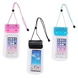 ARTSEWPLY 3 Stück Teiliges Wasserdichtes Transparentes Handy schutzhüllen Touchscreen Funktion Kompatibel Leichte und Sichere Schutzbeutel für Strand Schwimmen Wassersport Angeln Schwarz