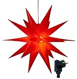 Bonetti 3D Leuchtstern inkl. warm-weißer LED Beleuchtung | für Innen und Außen geeignet | hängend | 7,5 m Zuleitung (rot, ca. 57x44x48 cm)