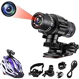 TANGMI Action Cam, 1080P HD Helmkamera, 120° Weitwinkel Actionkameras, Eingebauter Akku Videoaufnahme & Fotoaufnahme für Fahrrad, Motorrad und Auto in der Wildnis