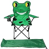 Kinder Anglersessel Campingstuhl Faltstuhl Anglerstuhl Motiv Frosch mit Getränkehalter und Tasche