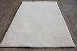 Original Berber Teppich 4 wollweiss 15/15 Double (ca. 90.000 Florfäden/m2), handgeknüpft in Marokko, Material: 100% Schurwolle. (60 x 120 cm)