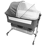 DeeDuud Baby Reisebett Babybett, höhenverstellbar Kinderreisebett Kinderbett mit abnehmbarem Moskitonetz, komfortabler Matratze für Babys von 0-18 Monaten
