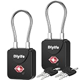 Diyife TSA Gepäckschlösser 2 Stück 4 Schlüssel, Schlösser Rreisekoffer mit Flexiblem Kabel, Schlüsselschloss Sicherheitsschloss Reiseschloss für Koffer Gepäck Etui Spind etc. (Schwarz)