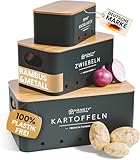 Homety Kartoffel Aufbewahrungsbox [3er Set]- hält Gemüse länger frisch-der ideale Weg für Zwiebel Aufbewahrung Kartoffel Aufbewahrung und Knoblauch Aufbewahrung (Schwarz)
