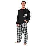 CityComfort Warmer Schlafanzug Herren Lang, 2-teiliges Herren Pyjama Set, Geschenke für Männer & Teenager (Schwarz, L)