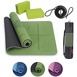 Habib Group Yogamatte Satz inklusive Yogablöcke - Rutschfeste Gepolsterte Trainingsmatte für Fitness Inklusive Yogagurt und Tasche - 2er Set YogaBlöcke für Pilates,Meditation,Erholung - Grün