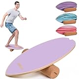 POWRX Surf Balance Board Holz Orchidee inkl. Rolle | Koordinationstraining für Surfbrett, Surfboard, Skateboard, Sport Balance Board, Kraft- & Gleichgewichtstrainer Indoor & Outdoor