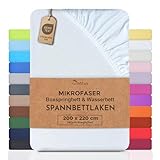 NatureMark Microfaser Boxspringbett & Wasserbett Spannbettlaken 200 x 220 cm - 40 cm Steghöhe - 200x220cm Spannbetttuch - 100% Polyester, Weiss
