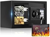 17cm Tall Safe Treor for Home, Digitale Möbel sicher mit feuerfestem und wasserdichtem Beutel, Notfallschlüssel, Wand sicher mit Kombinationsschloss für Bargeld