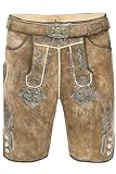 Edelnice Trachtenmode Kurze Wildbock Lederhose Vincent in Rehbraun mit edler Stickerei Gr. 44-64 (DE/NL/SE/PL, Numerisch, 66, Regular, Regular, Rehbraun)