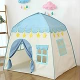 Spielzelt Kinder Kinderzelt für Drinnen 130x100x130 Kinderspielzelt Großes Kinderhaus Spielhaus für Mädchen Junge Prinzessin Prinz Innen und Außen Spielzeug (Blau)