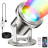 LyLmLe Teichbeleuchtung LED Unterwasser mit APP-Kontrolle, 6W RGB Poolbeleuchtung Licht Unterwasser Licht mit Transformator & Timer, IP68 Wasserdicht Teichlicht für Wasserfall Brunnen, Schwarz Kabel