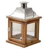SUPBEI Vintage -Holzlaterne mit Hüttendesign - handgefertigter rustikaler Kerzenhalter, dekorative Innen-/Außenlampe für den Hausgarten,A