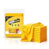 Rohi Mehrzweck-Staubwedel in Gelb, 10 Stück, fusselfrei, 100 % Baumwolle, wiederverwendbar, zum Polieren, weiche und starke Staubwedel für die Reinigung von Haus, Auto, Küche, Glas und Möbeln (30 x 30
