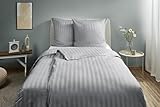 texpot Bettwäsche Garnitur 25mm Streifen Hotelbettwäsche Pension Ferienwohnung (Grau, 135 x 200 cm + 80 x 80 cm)