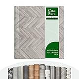casa pura CV Bodenbelag Plaza - extra abriebfester PVC Linoleum Bodenbelag Meterware (geschäumt) Vinylboden - Chevron Oak 907M - edle Holzoptik - Oberfläche strukturiert - (100x100 cm)