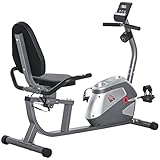 HOMCOM Liegeergometer mit LCD-Anzeige 8 stufig einstellbarem Magnetwiderstand Liegeheimtrainer mit Herzfrequenzsensoren, verstellbarer Rückenlehne, Nutzergewicht bis 110 kg für zu Hause Gym