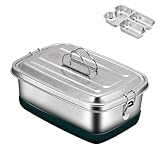 HUAANYA Tragbare Bentos-Box aus Edelstahl, doppellagig, mit Verschlussdeckel, für Schule, Arbeit oder Picknicks