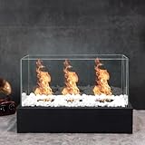 Fiérza Tischkamin XXL - Tischfeuer Komplettset - 46CM - inkl. Dekosteine - Bioethanol Kamin für Indoor & Outdoor - Unendliche Brenndauer & Lagerfeueratmosphäre - Wärmendes Balkonfeuer