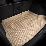 EABEAHZZ Auto Leder Kofferraummatten für Smart Two Coupe (C453) 2014-2019, Antirutschmatten Kofferraumschutz Matten, Kofferraumwanne Autozubehör Teppiche Mit Hoher Seiten, E/Beige