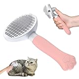 Zivacate Katzenbürste Hundebürste [Ergonomischer Griff & Ein-Klick-Reinigung] Selbstreinigende Bürste Für kurz- & langhaarige Hunde/Katzen/Kaninchen, Unterwollbürste(Rosa)